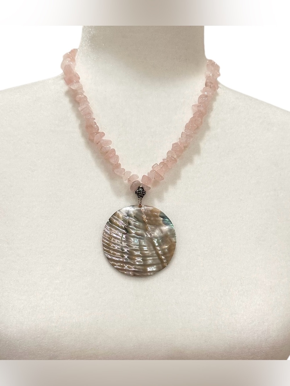Authentic Rose Quartz and Abalone Necklace